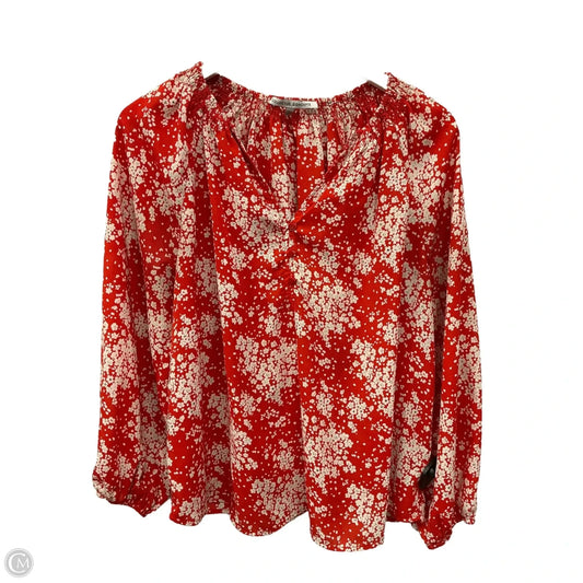 Top Long Sleeve By Collective Concepts In Red & White, Size: M