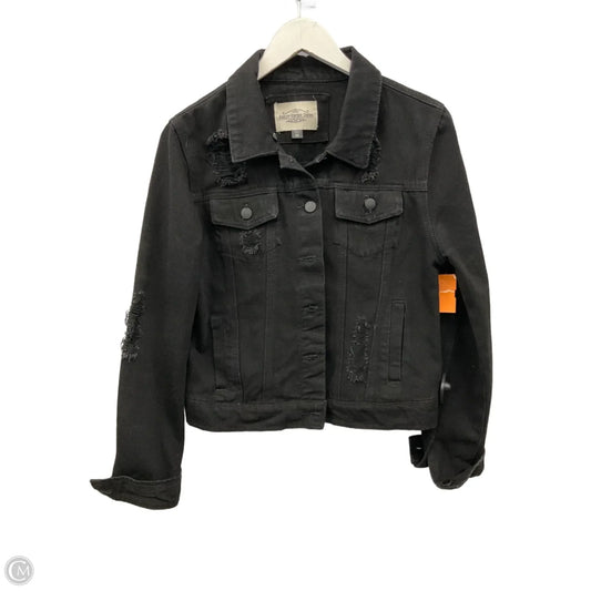 Jacket Denim By Clothes Mentor In Black Denim, Size: M