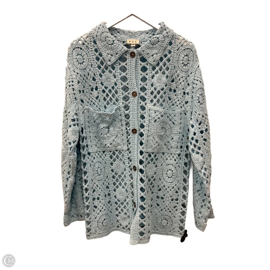 Sweater Cardigan By Pol In Blue, Size: Osfm