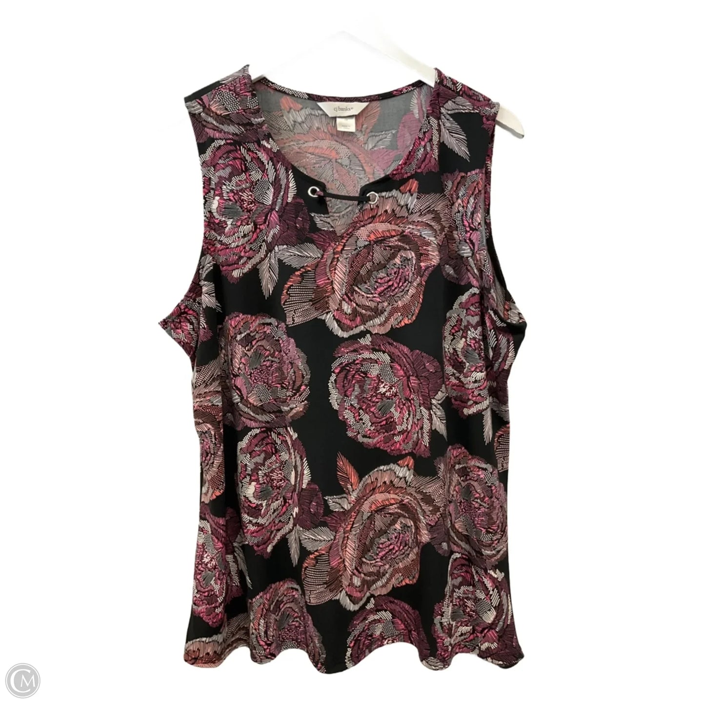 Top Sleeveless By Cj Banks In Black & Pink, Size: 1x