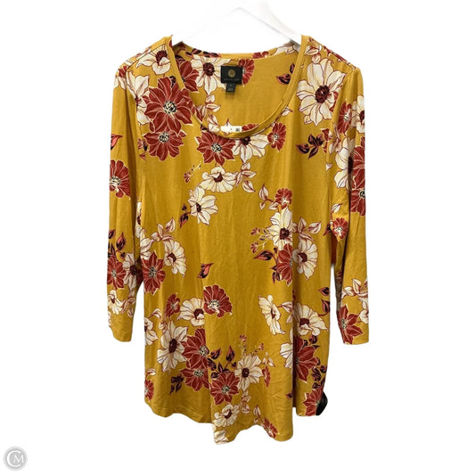 Top Long Sleeve By Jm Collections In Gold, Size: Xl