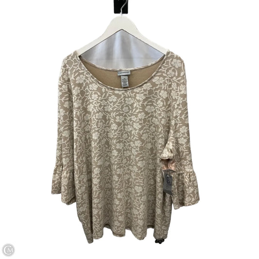 Top 3/4 Sleeve By Catherines In Tan & White, Size: 2x