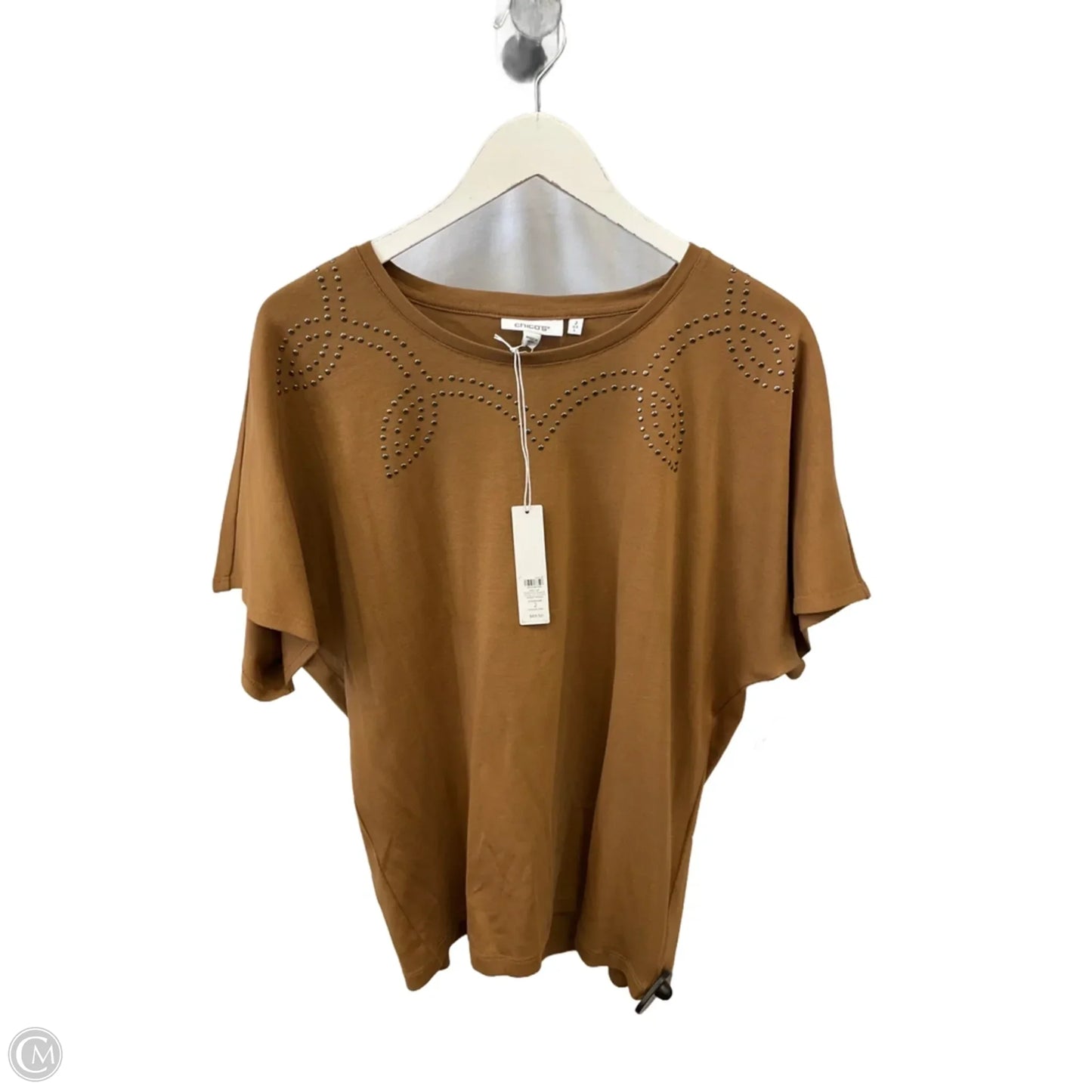 Top Short Sleeve By Chicos In Brown, Size: L