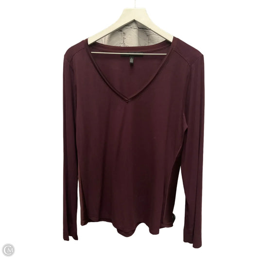 Top Long Sleeve By White House Black Market In Maroon, Size: L