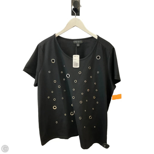 Top Short Sleeve By Forever 21 In Black, Size: 3x
