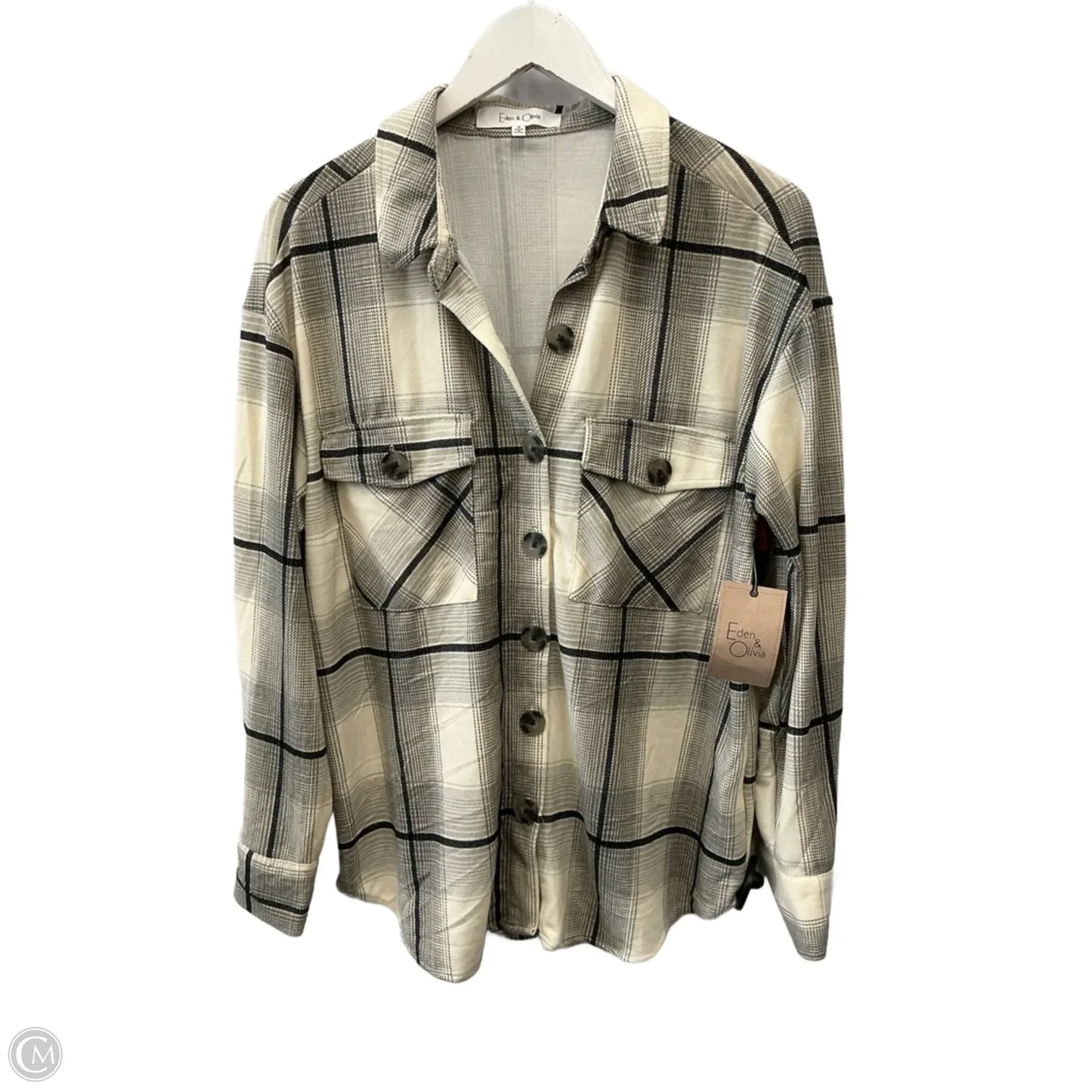 Top Long Sleeve By Eden & Olivia In Cream & Grey, Size: S
