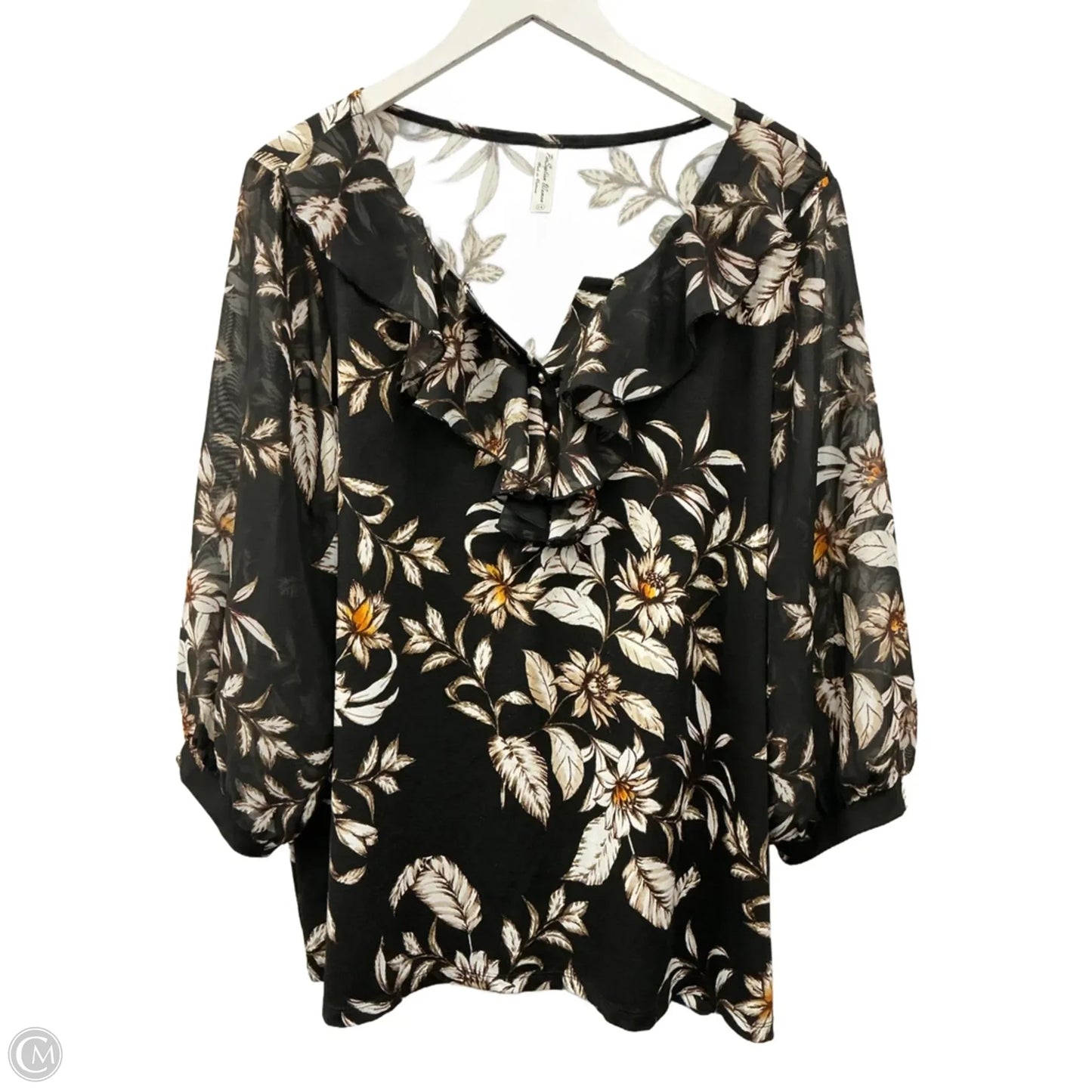 Top Long Sleeve By Perseption Concept In Black, Size: 1x