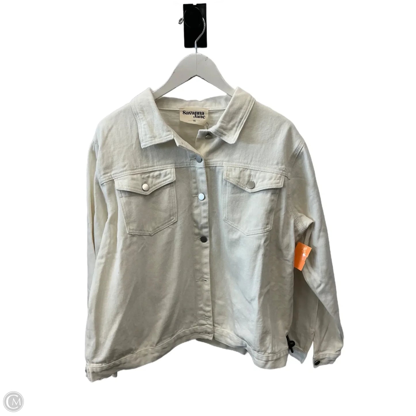 Jacket Denim By Savanna Jane In White Denim, Size: 1x