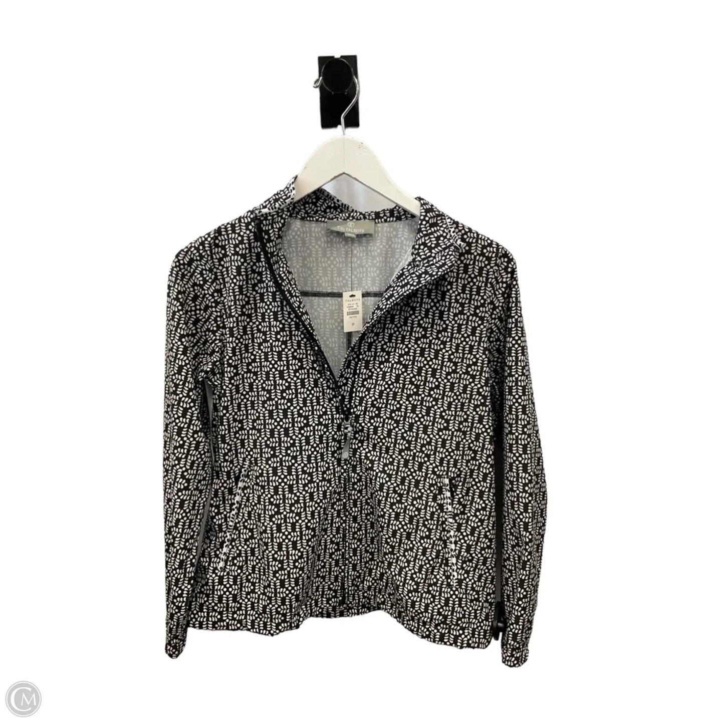 Jacket Windbreaker By Talbots In Black & White, Size: Xsp