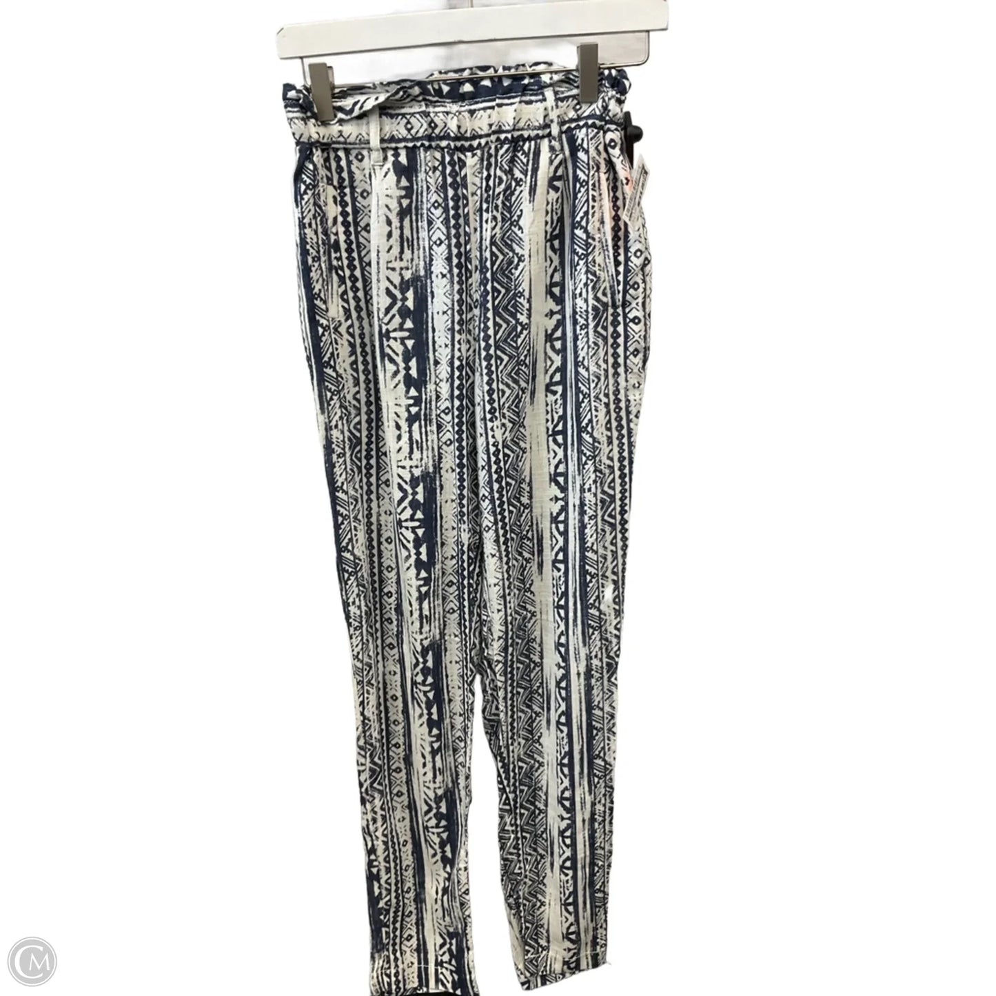 Pants Linen By Clothes Mentor In Blue & White, Size: 4