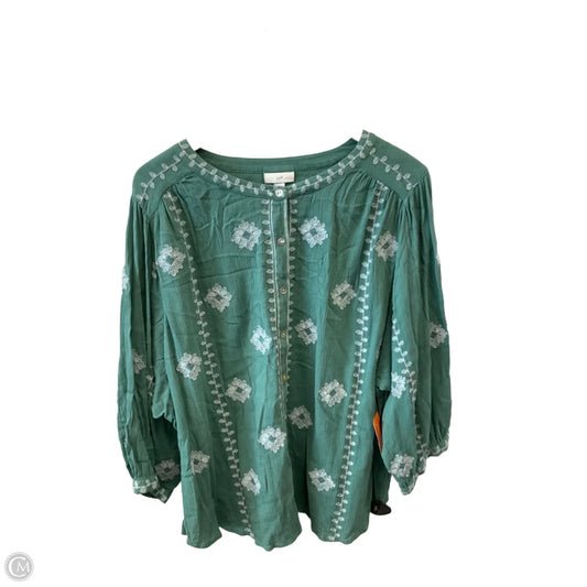 Top 3/4 Sleeve By J. Jill In Green, Size: 2x