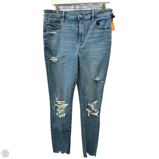 Jeans Skinny By American Eagle In Blue Denim, Size: 14