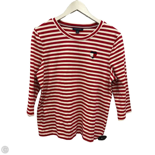 Top Long Sleeve By Tommy Hilfiger In Red & White, Size: L