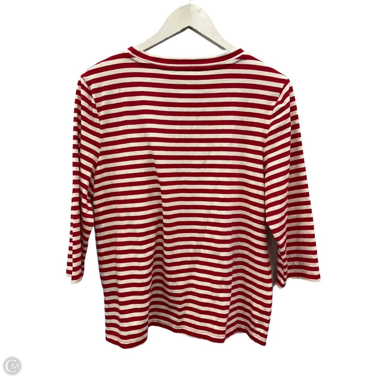 Top Long Sleeve By Tommy Hilfiger In Red & White, Size: L