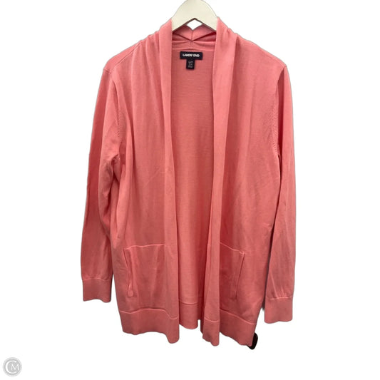 Sweater Cardigan By Lands End In Coral, Size: L