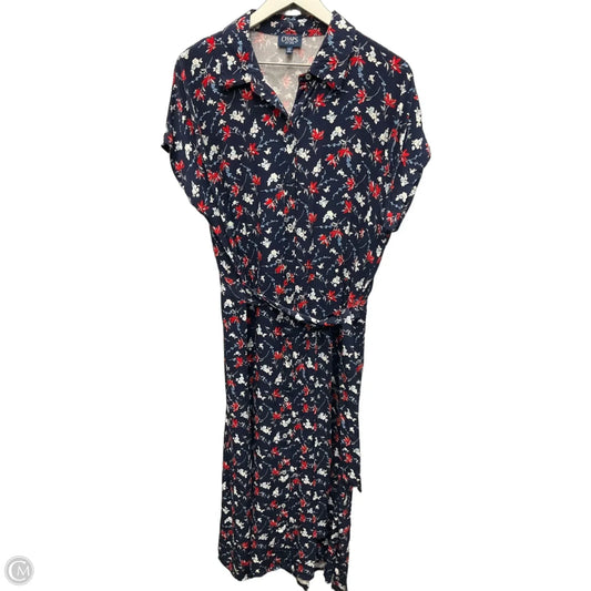 Dress Casual Midi By Chaps In Blue Red & White, Size: Xxl