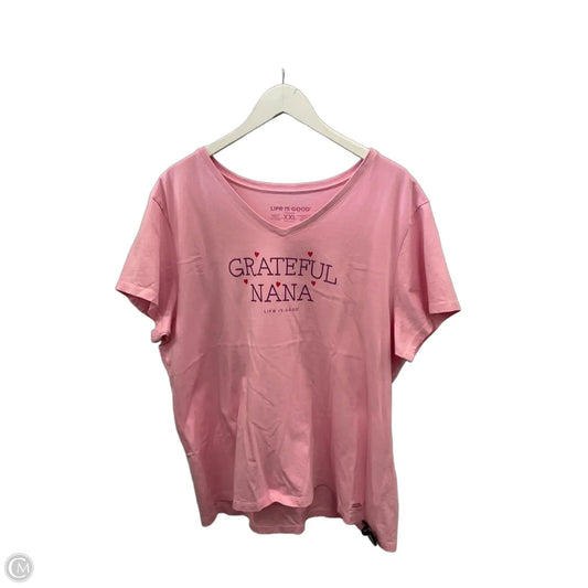 Top Short Sleeve By Life Is Good In Pink, Size: 2x