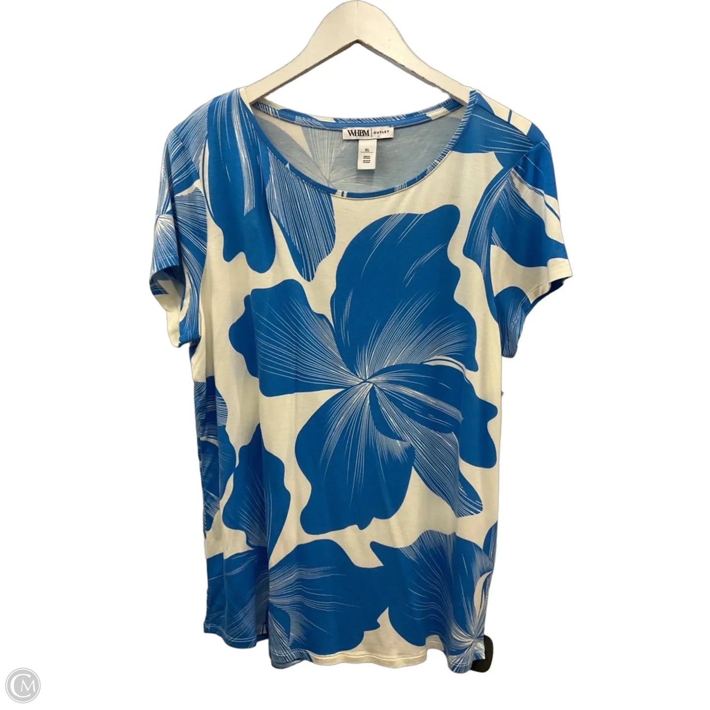 Top Short Sleeve By White House Black Market In Blue & White, Size: Xl