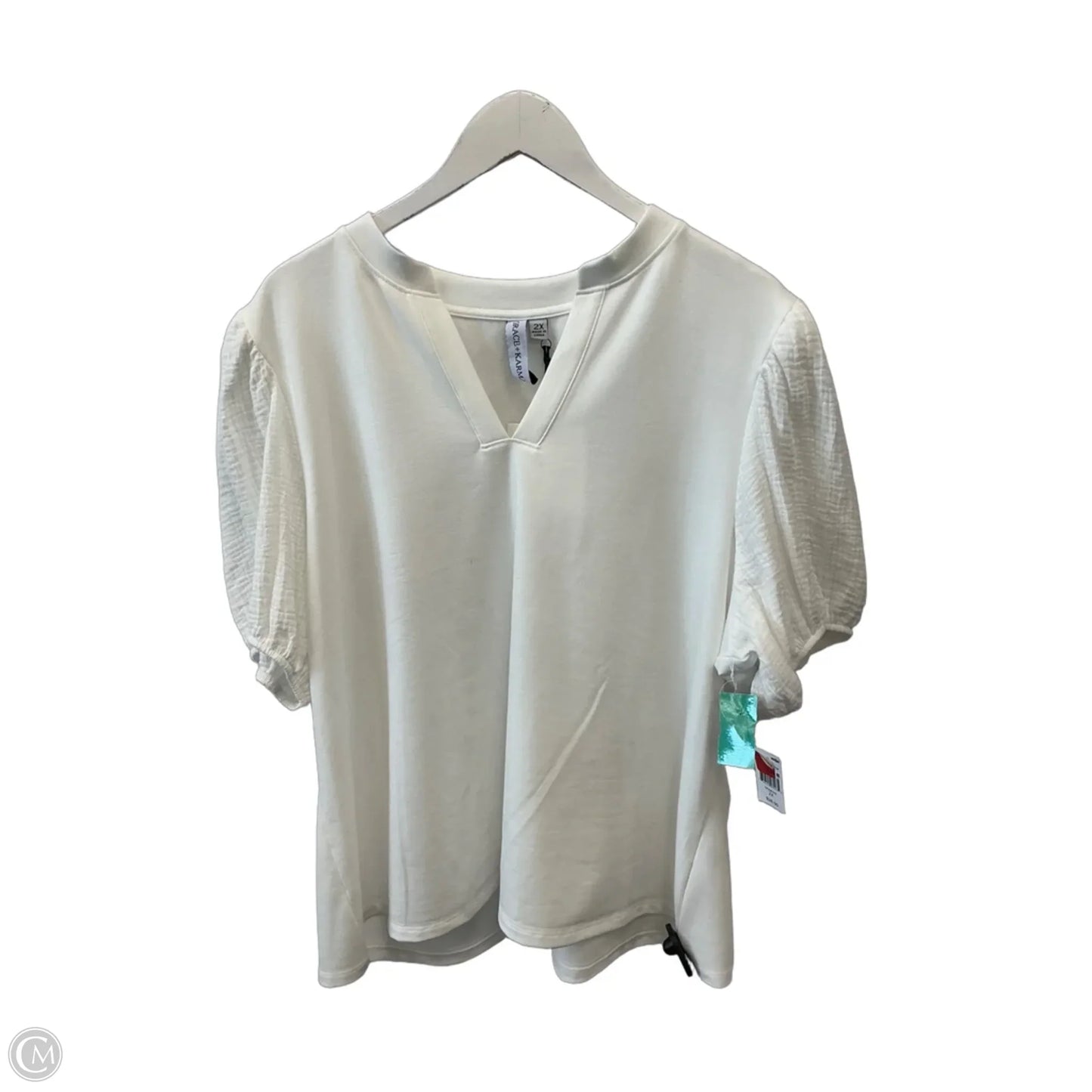 Top Short Sleeve By Grace + Karma In White, Size: 2x