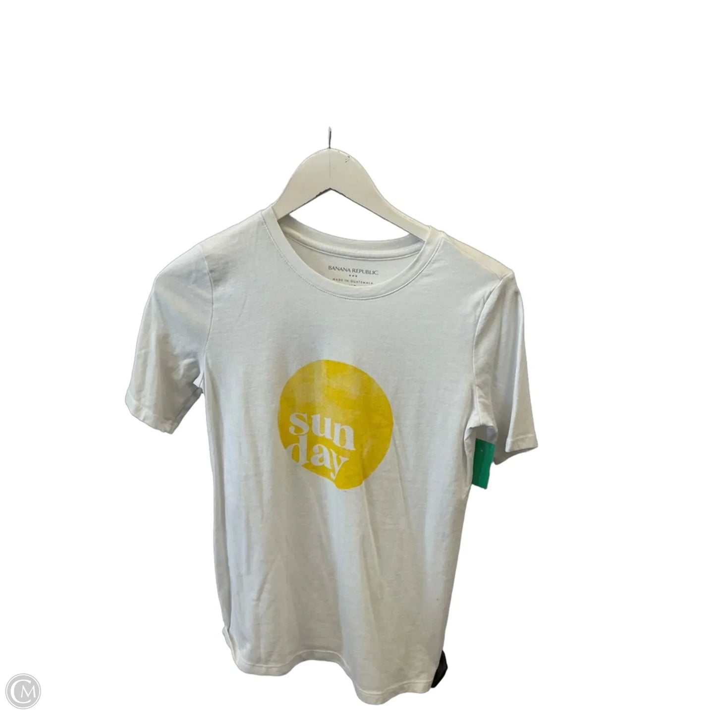 Top Short Sleeve By Banana Republic In White & Yellow, Size: Xs