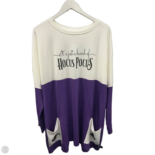 Top Long Sleeve By Clothes Mentor In Cream & Purple, Size: 2x