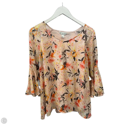 Top 3/4 Sleeve By Christopher And Banks In Peach, Size: L