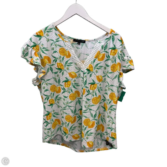 Top Short Sleeve By Adrienne Vittadini In Yellow, Size: Xl