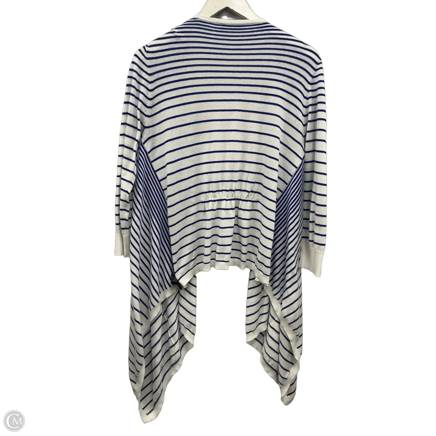 Sweater Cardigan By Calvin Klein In Blue & White, Size: M