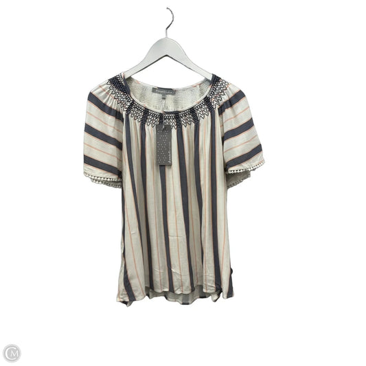 Top Short Sleeve By Daniel Rainn In Blue & Orange, Size: L