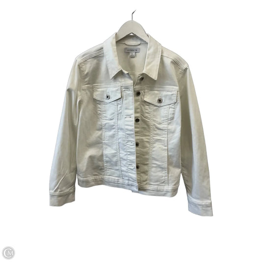Jacket Denim By Liz Claiborne In White Denim, Size: Xl