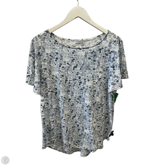 Top Short Sleeve By Liz Claiborne In Blue & White, Size: L