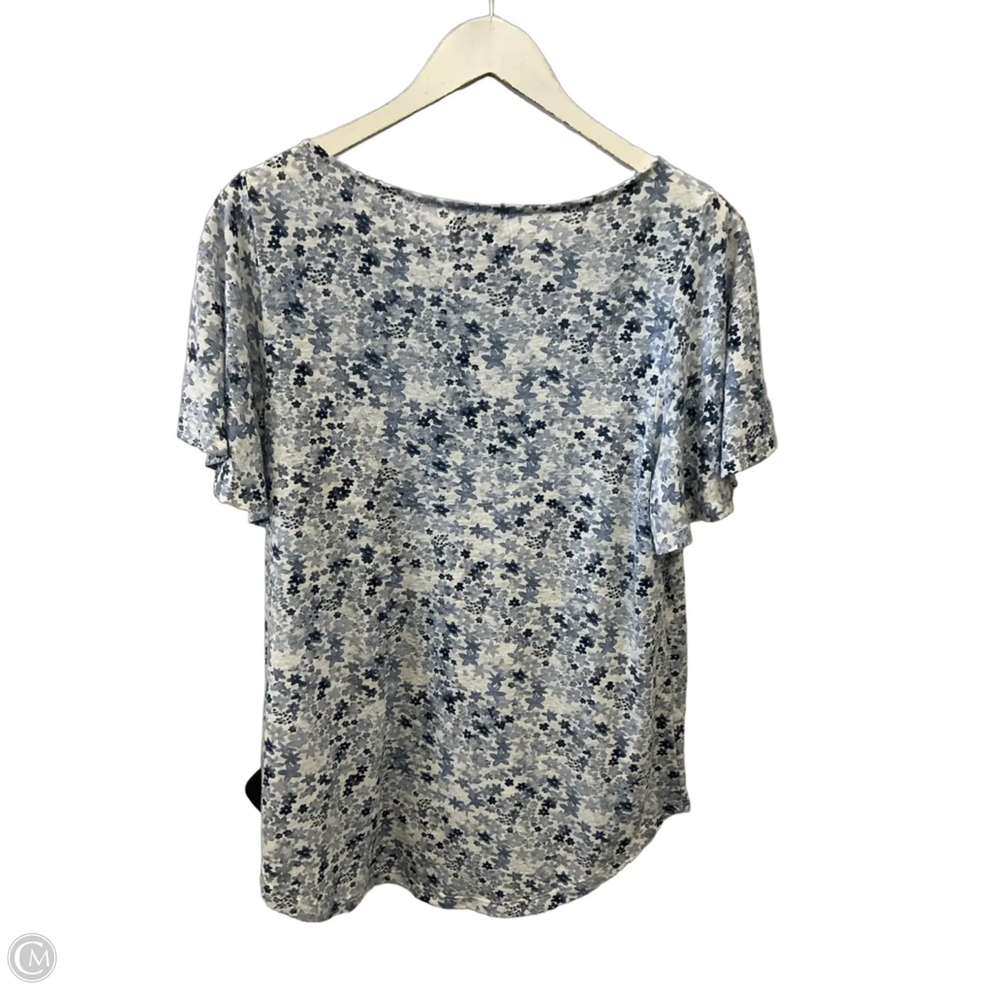 Top Short Sleeve By Liz Claiborne In Blue & White, Size: L