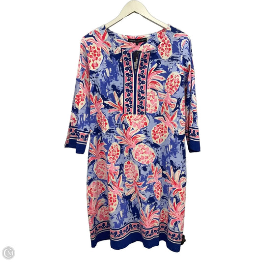 Dress Casual Midi By Clothes Mentor In Blue & Pink, Size: L