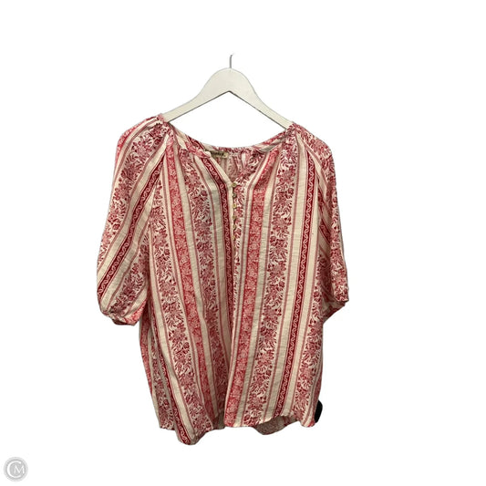 Top Short Sleeve By Clothes Mentor In Red & White, Size: Xl