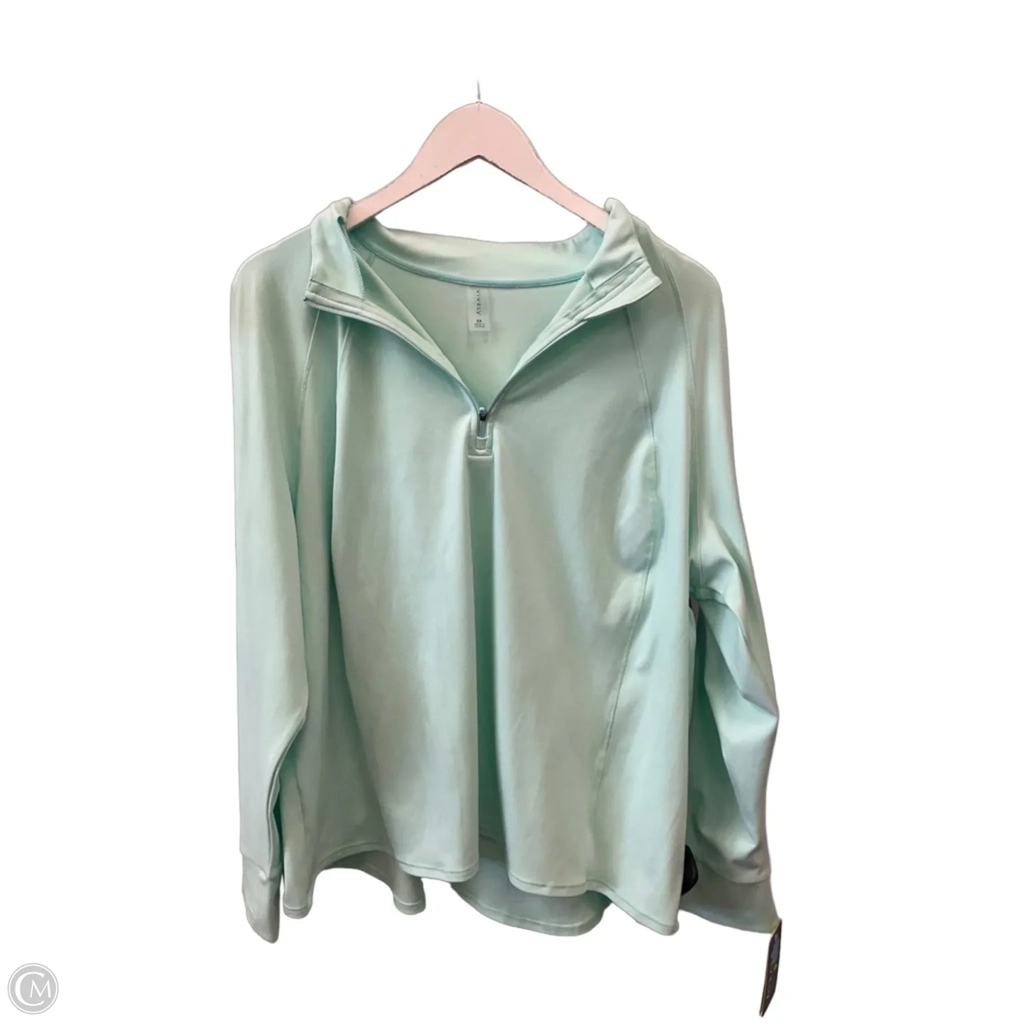 Athletic Top Long Sleeve Collar By Clothes Mentor In Green, Size: 3x