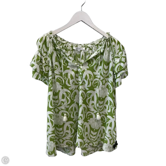 Top Short Sleeve By Rose And Olive In Green & White, Size: 1x