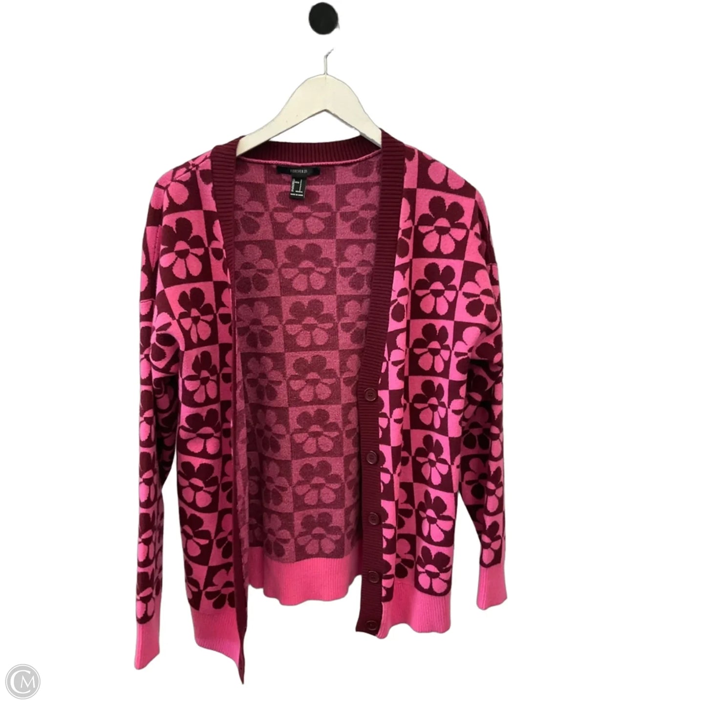 Sweater Cardigan By Forever 21 In Maroon, Size: S