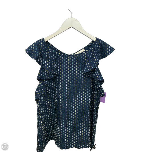 Top Short Sleeve By Loft In Navy, Size: M