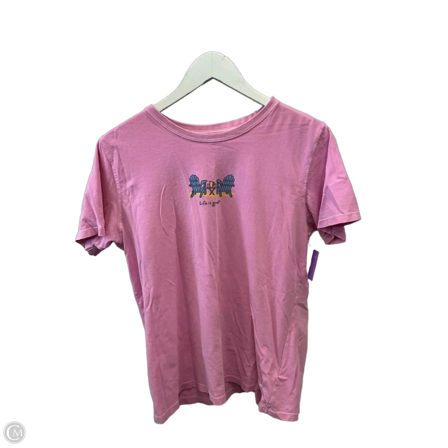 Top Short Sleeve By Life Is Good In Pink, Size: M