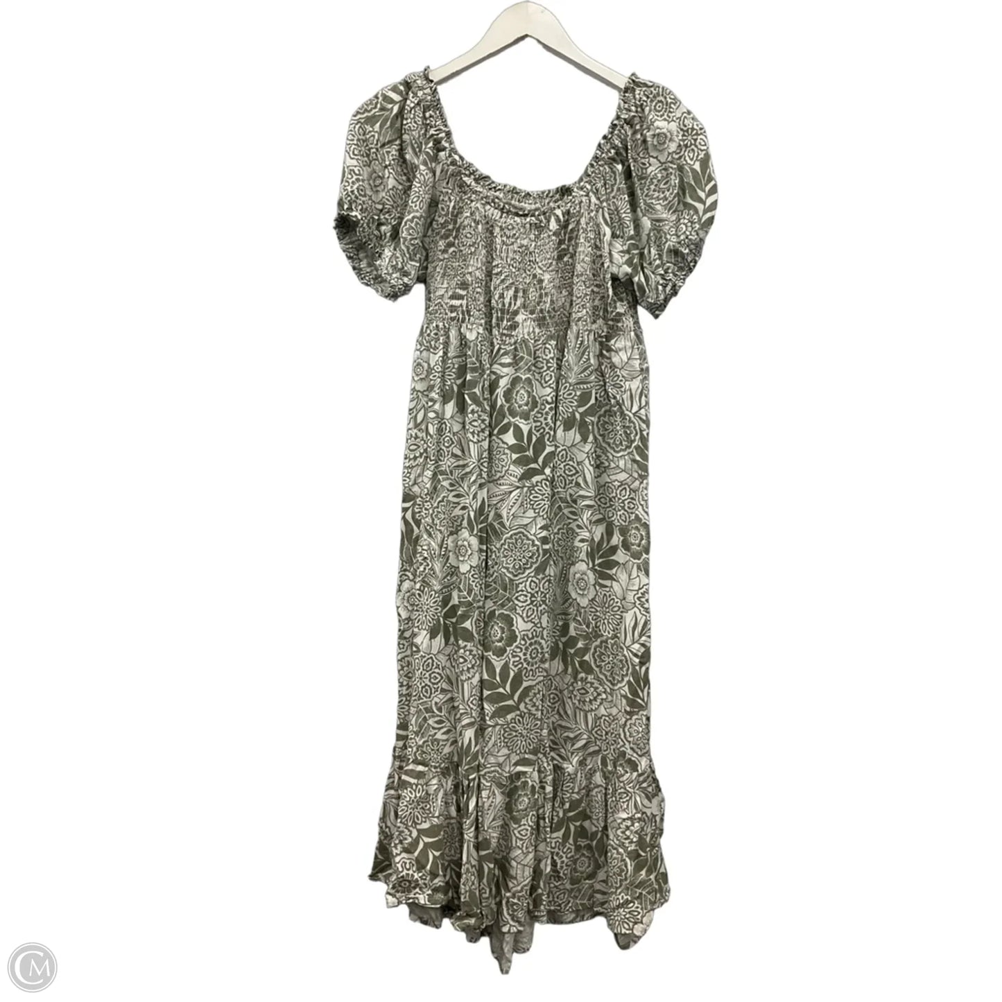 Dress Casual Midi By Clothes Mentor In Green & White, Size: M