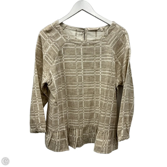 Top 3/4 Sleeve By Soft Surroundings In Tan & White, Size: Lp