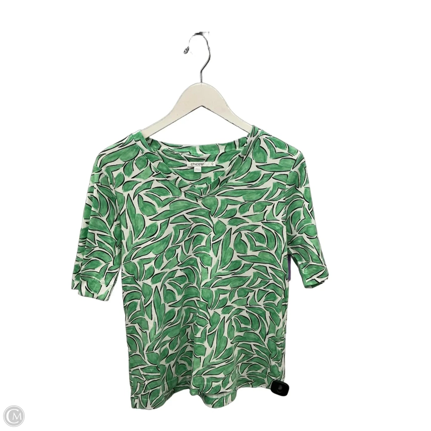 Top Short Sleeve By Chicos In Green, Size: M