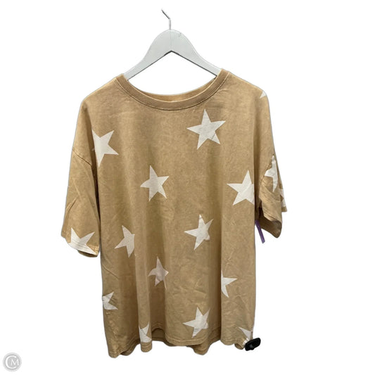 Top Short Sleeve By Easel In Tan, Size: L