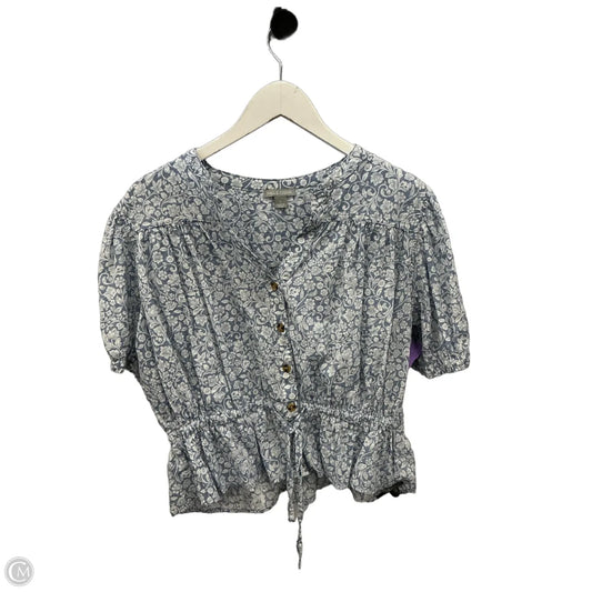 Top Short Sleeve By Falls Creek In Blue & White, Size: L