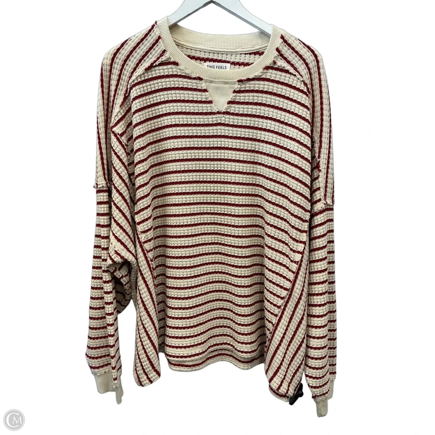 Top Long Sleeve By American Eagle In Red & Tan, Size: S