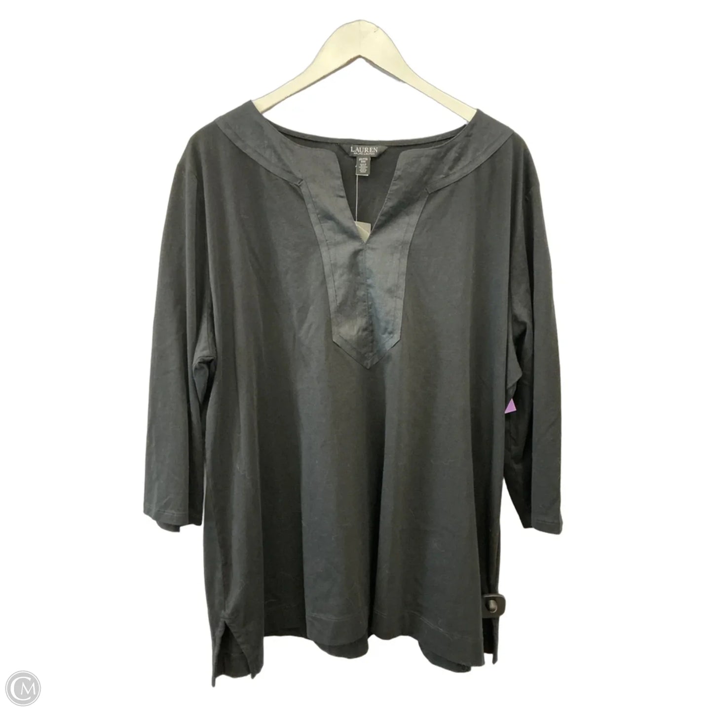 Top 3/4 Sleeve By Lauren By Ralph Lauren In Black, Size: 2x
