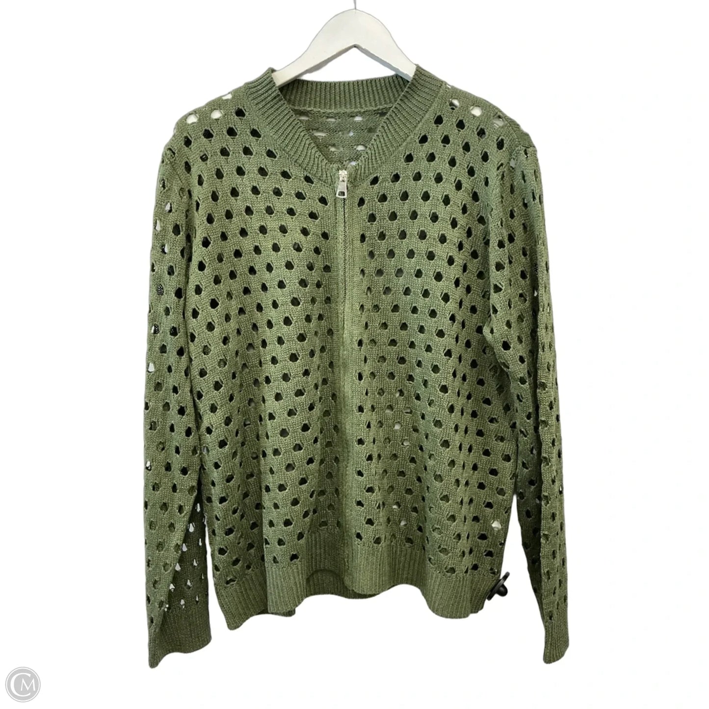 Sweater Cardigan By Clothes Mentor In Green, Size: L