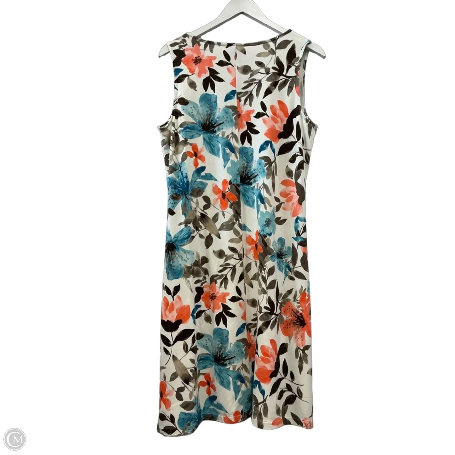 Dress Casual Midi By Chicos In Blue & Orange, Size: L