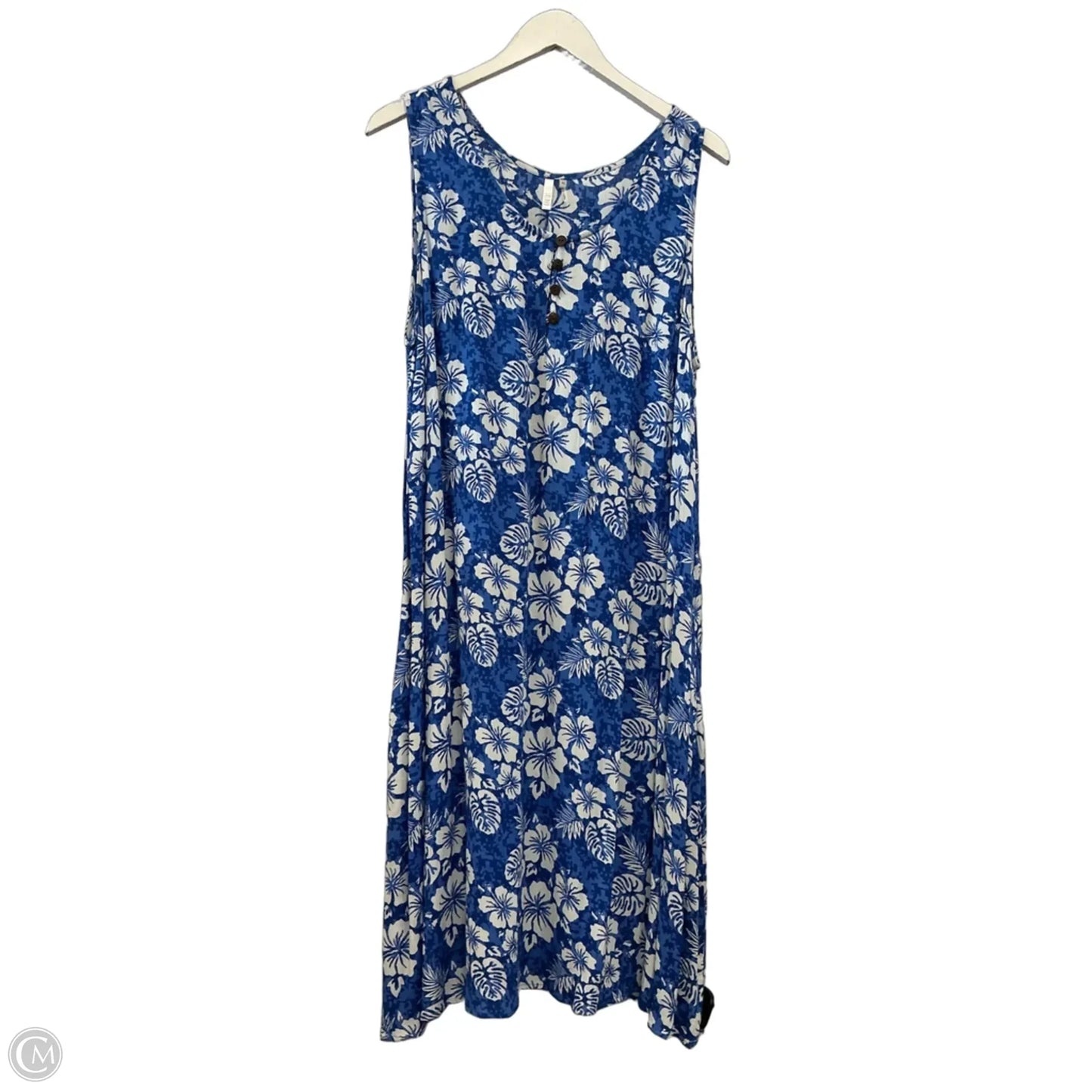 Dress Casual Midi By Kaktus In Blue & White, Size: Xl