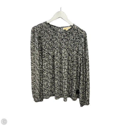 Top Long Sleeve By Michael By Michael Kors In Grey & White, Size: M